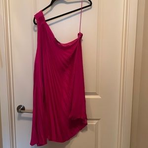 One Shoulder pink Satin Dress